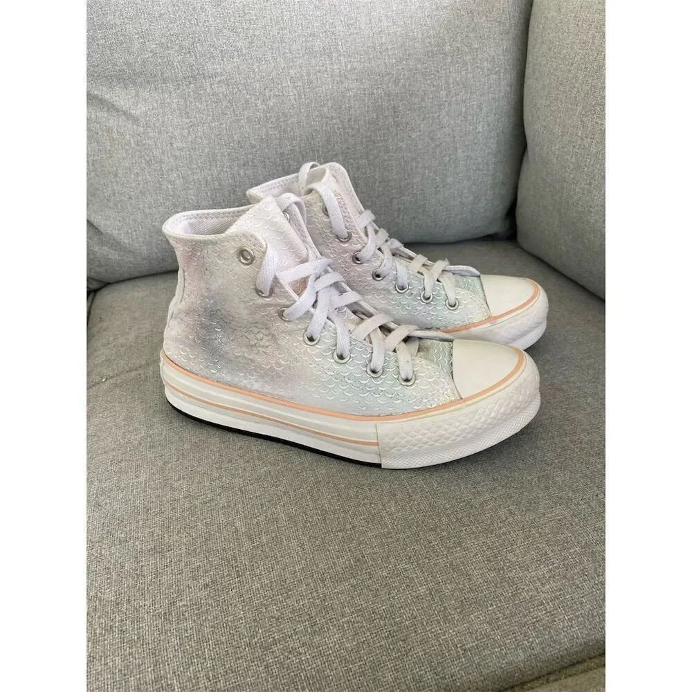 Converse Chuck Taylor All Star Mermaid Lift Platform High Top Sneakers Teens 3